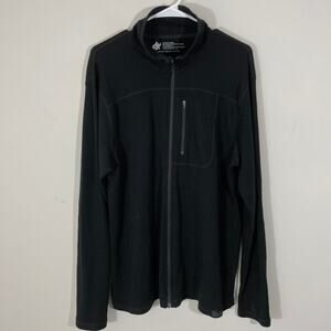 Woolly Merino Fleece Full Zip Crew Sweater Men's Size XL Black